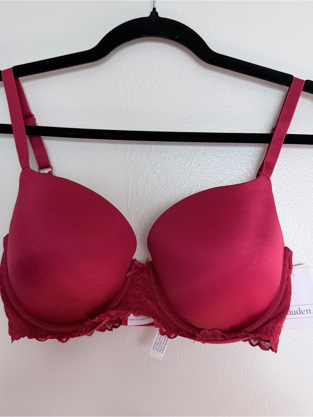 Women's Satin Lace Underwire Bra - Red